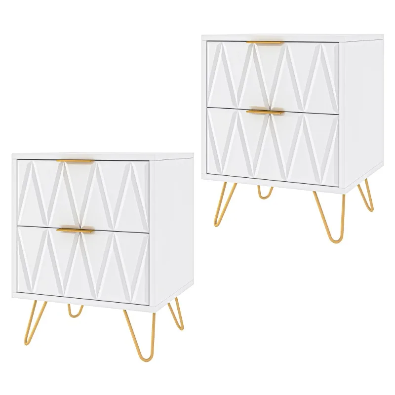 Hommoo 2 Drawers Nightstand Set, Modern Bedside Table Set with Metal Leg, Accent End Side Table for Living Room & Bedroom, White
Hommoo 2 Drawers Nightstand Set, Modern Bedside Table Set with Metal Leg, Accent End Side Table for Living Room & Bedroom, White