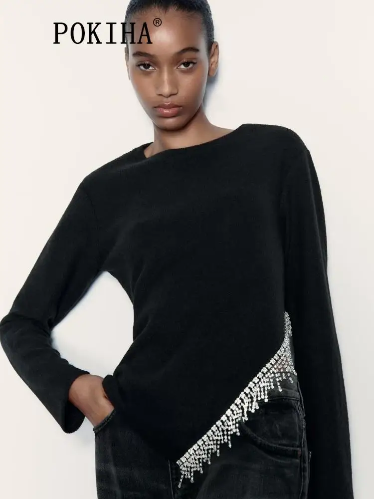 Pokiha модные женские новые элегантные черные Асимметричные вязаные блузки винтажный Женский пуловер с длинным рукавом Блузы шикарные топы
Pokiha модные женские новые элегантные черные Асимметричные вязаные блузки винтажный Женский пуловер с длинным рукавом Блузы шикарные топы