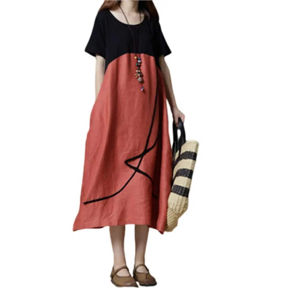 2022 Summer Long Dress Vestidos O-neck Pockets Baggy Pullover Dress Summer Short Sleeve Patchwork Color Midi Dress Streetwear
2022 Summer Long Dress Vestidos O-neck Pockets Baggy Pullover Dress Summer Short Sleeve Patchwork Color Midi Dress Streetwear