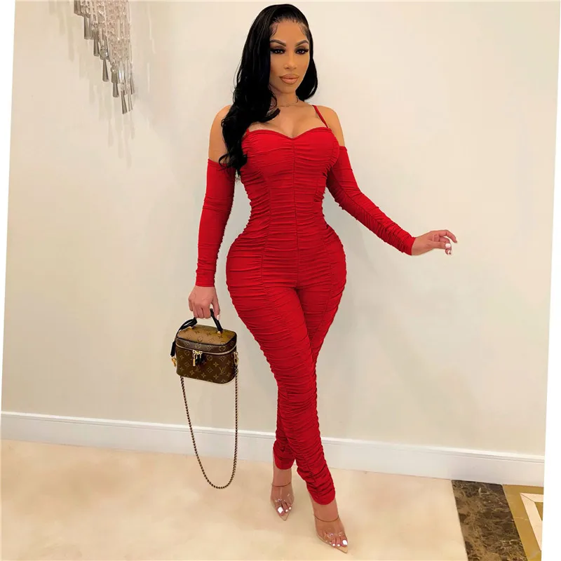 Long Sleeve Ruched Bodycon Jumpsuit Off Shoulder One Piece Overall Fashion Streetwear Casual Women Rompers Sexy Party Club
Long Sleeve Ruched Bodycon Jumpsuit Off Shoulder One Piece Overall Fashion Streetwear Casual Women Rompers Sexy Party Club