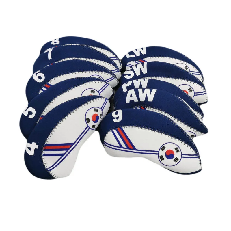 Golf Iron Headcover Irons Set Two Tones Korea Flag Head Cover 10pcs/set Numbers Printed for Golf Irons Set
Golf Iron Headcover Irons Set Two Tones Korea Flag Head Cover 10pcs/set Numbers Printed for Golf Irons Set