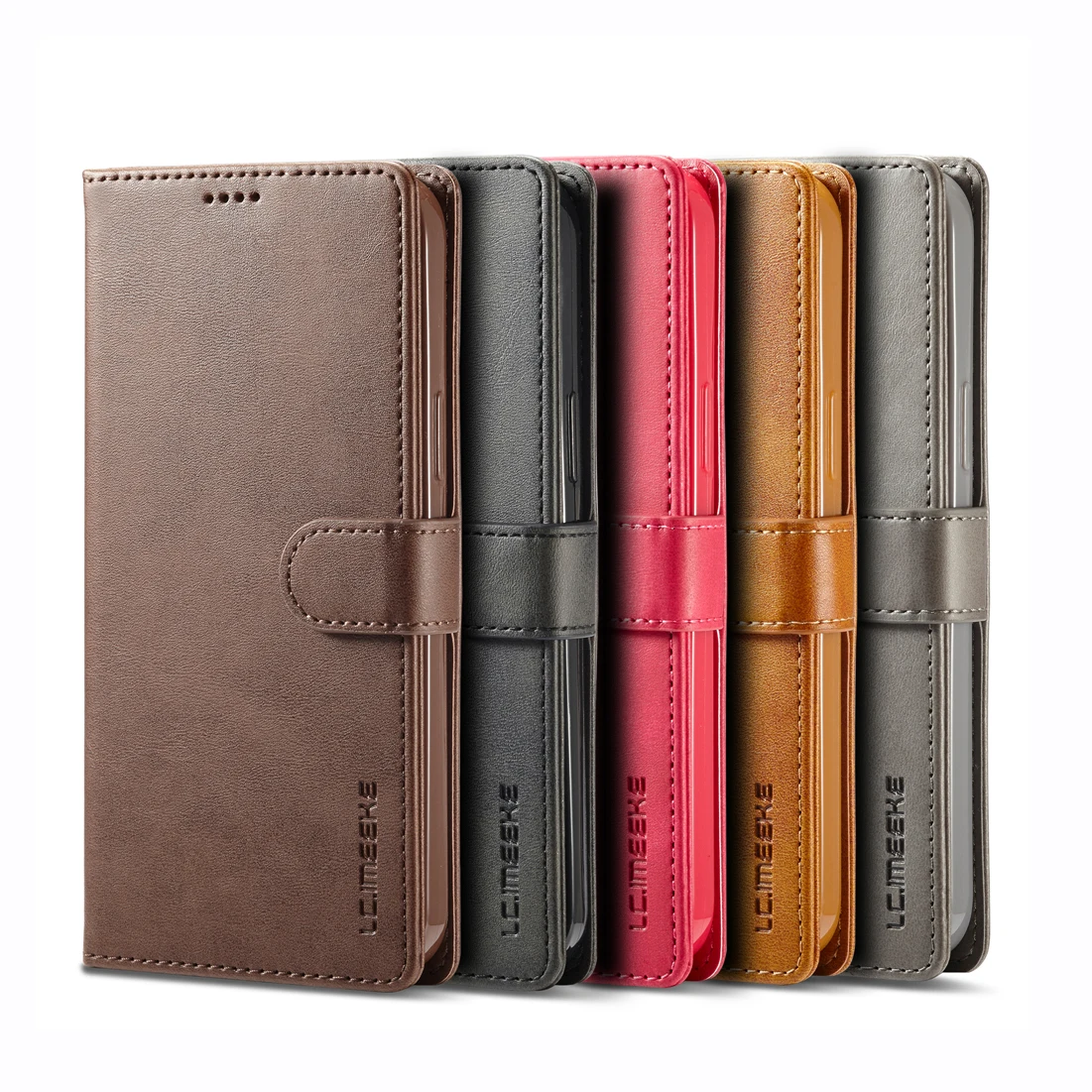 

Luxury Leather Wallet Case for iPhone 11 12 13 mini 15 14 Pro Max iPhone XR Xs 7 8 Plus Magnetic Closure Card Holder Folio Cover