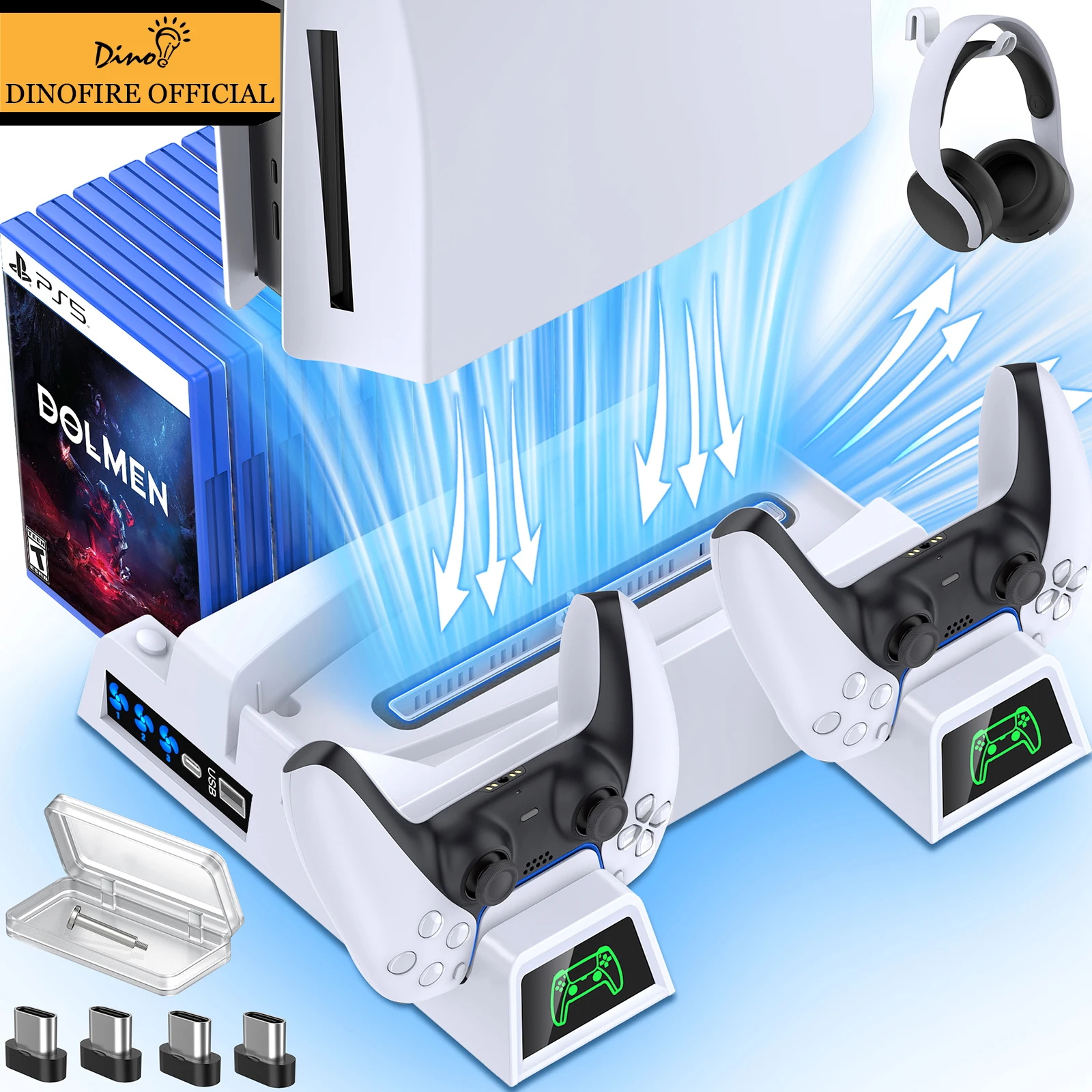 DINOFIRE Игровая Консоль Станция Для PS5 Подставка Охлаждающий Вентилятор и зарядка контроллера PS5 с 13 играми для хранения цифрового/дискового издания.
DINOFIRE Игровая Консоль Станция Для PS5 Подставка Охлаждающий Вентилятор и зарядка контроллера PS5 с 13 играми для хранения цифрового/дискового издания.