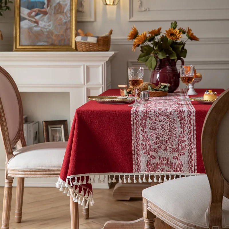 Red flowers tassel tablecloth tea table table cloth restoring ancient ways_Jes4620
Red flowers tassel tablecloth tea table table cloth restoring ancient ways_Jes4620