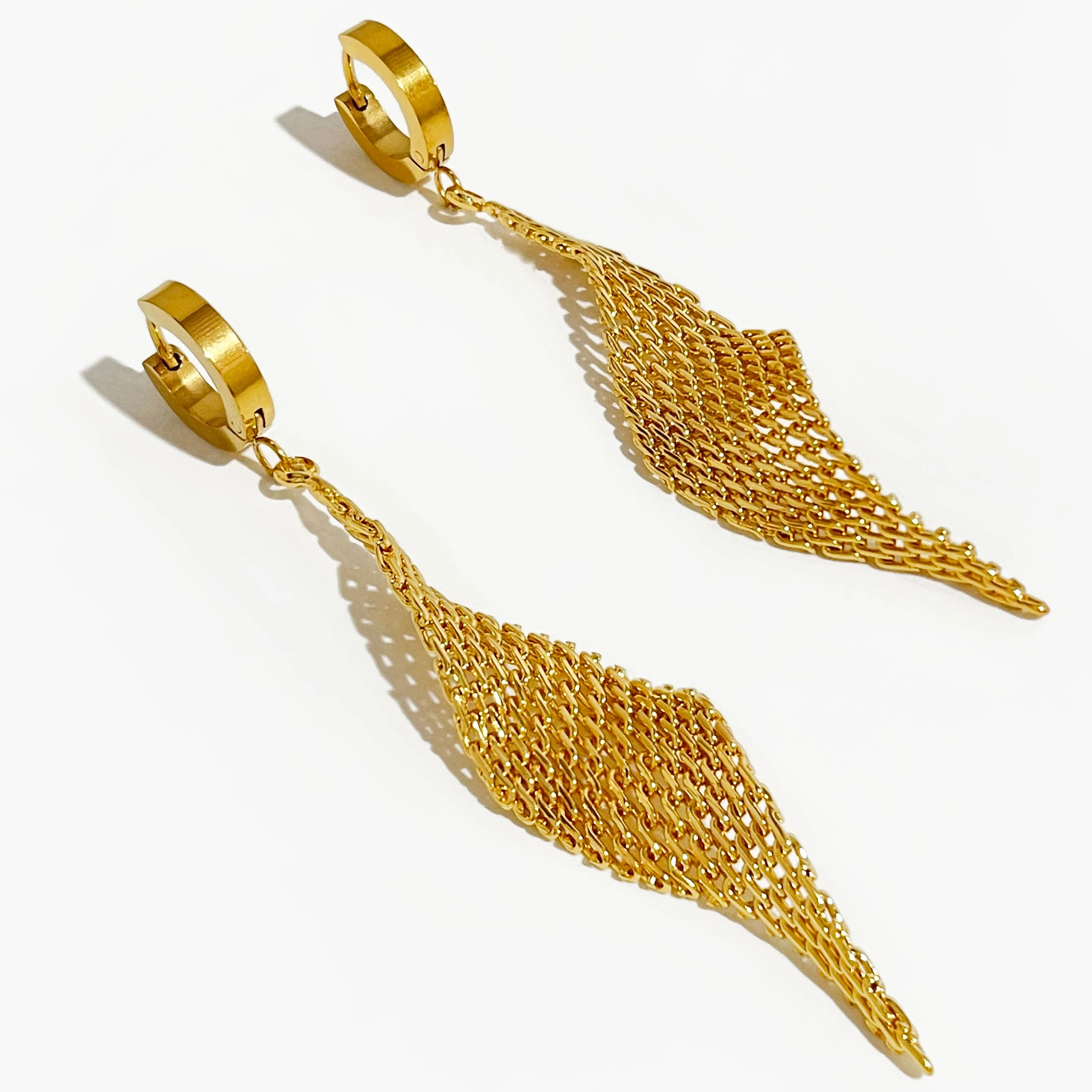Peri'sbox Stainless Steel Golden Mesh Dangle Hoop Earrings for Sexy Women Long Tassel Huggie Earrings Jewelry Christmas Gifts
Peri'sbox Stainless Steel Golden Mesh Dangle Hoop Earrings for Sexy Women Long Tassel Huggie Earrings Jewelry Christmas Gifts