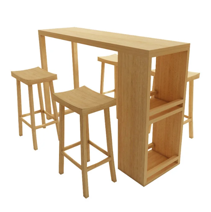 solid wood high bar table and chair combination Simple modern cafe bar long table and chair stool
solid wood high bar table and chair combination Simple modern cafe bar long table and chair stool
