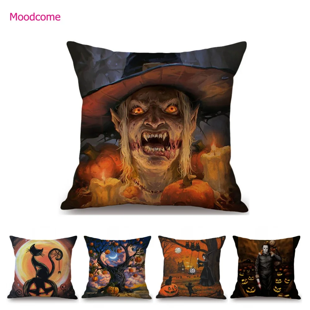 Страшные Мультяшные украшения на Хэллоуин, ведьма, призрак, Черный кот, ворона, тыква, голова, водостойкая льняная подушка, чехол для дивана, ...
Страшные Мультяшные украшения на Хэллоуин, ведьма, призрак, Черный кот, ворона, тыква, голова, водостойкая льняная подушка, чехол для дивана, ...
