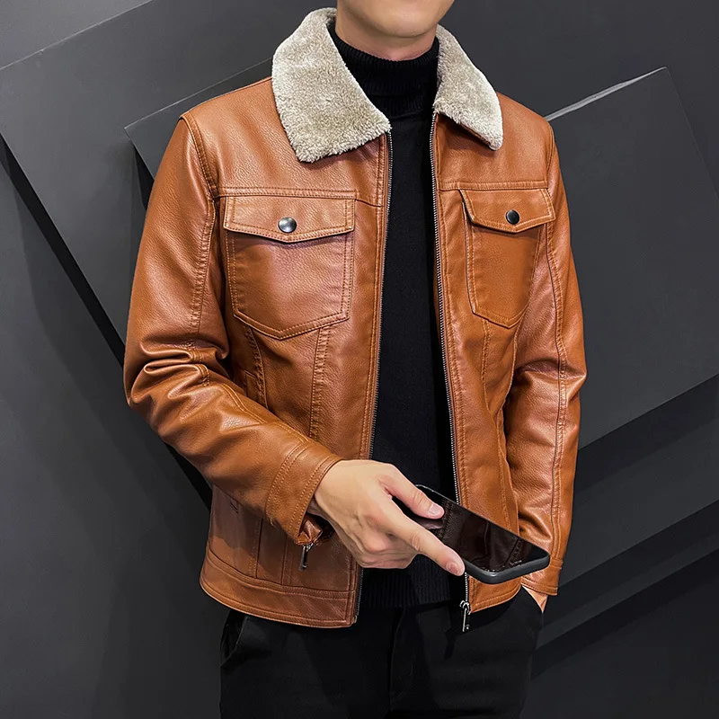 British Style Fleece Tops Fur Collar Thick Winter Outerwear Men Autumn Leather Overcoat Jackets Men Fur One Clothing Man Clothes
British Style Fleece Tops Fur Collar Thick Winter Outerwear Men Autumn Leather Overcoat Jackets Men Fur One Clothing Man Clothes