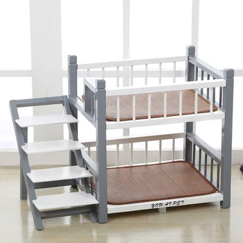 Stylish Dog Wooden Bed Pet Mattress Cat Bunk Bedding Solid,the Cage, The Kennel