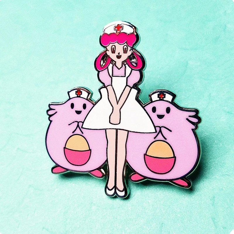 

Super Adorable Nurse Joy and Chansey Brooch Metal Badge Lapel Pin Jacket Jeans Fashion Jewelry Accessories Gift