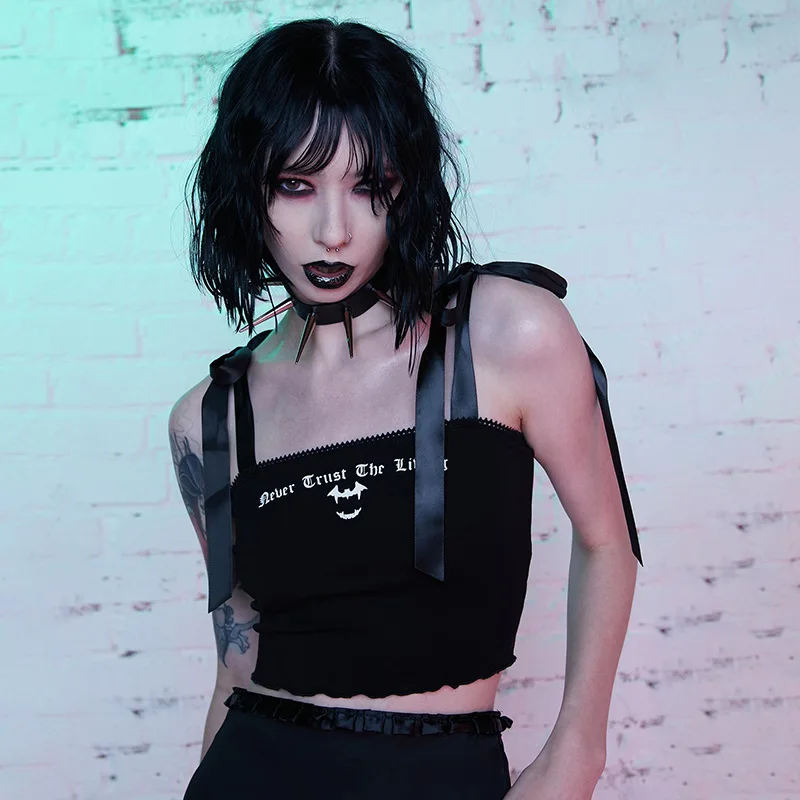 Женский уличный топ на бретельках Goth, летний сексуальный укороченный топ-корсет в стиле 90-х, Y2k
Женский уличный топ на бретельках Goth, летний сексуальный укороченный топ-корсет в стиле 90-х, Y2k