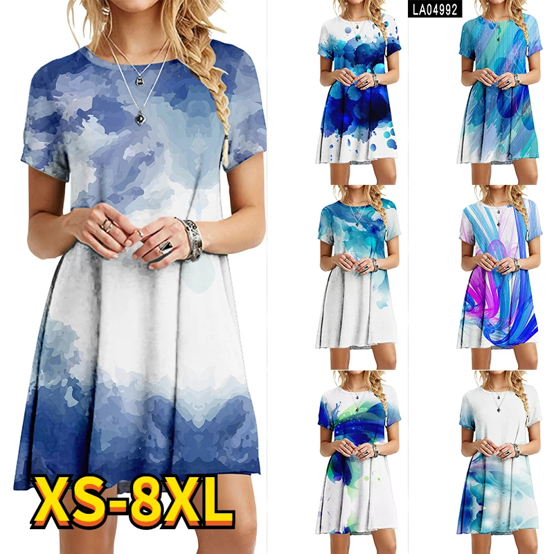2022 Summer Elegant Women's Ink and Wash Printed Painting Dress Round Neck Loosen Female Dress New Design Blue Red Purple 8XL
2022 Summer Elegant Women's Ink and Wash Printed Painting Dress Round Neck Loosen Female Dress New Design Blue Red Purple 8XL