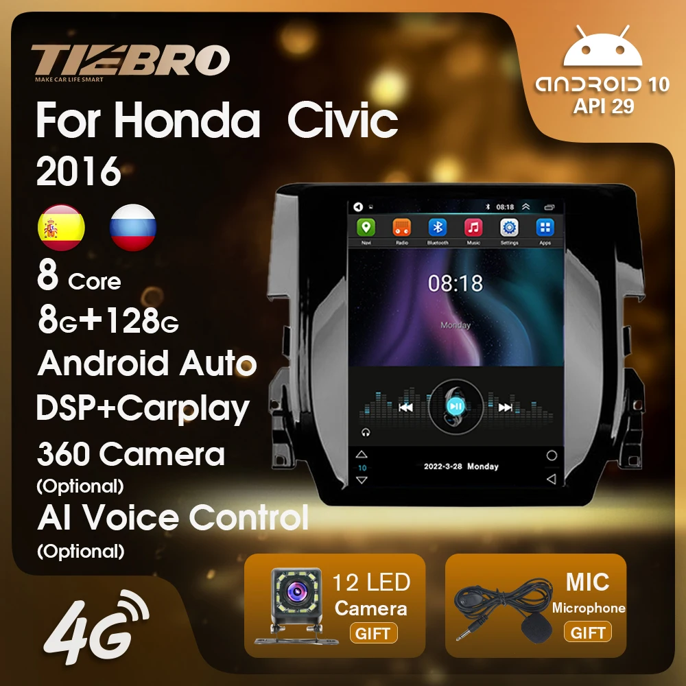 Автомагнитола TIEBRO 2DIN Android 10 для Honda Civic 2016, Авторадио в стиле Tesla 8 ядер 8 + 128G, автомобильный мультимедийный плеер, стерео радио 4G
Автомагнитола TIEBRO 2DIN Android 10 для Honda Civic 2016, Авторадио в стиле Tesla 8 ядер 8 + 128G, автомобильный мультимедийный плеер, стерео радио 4G