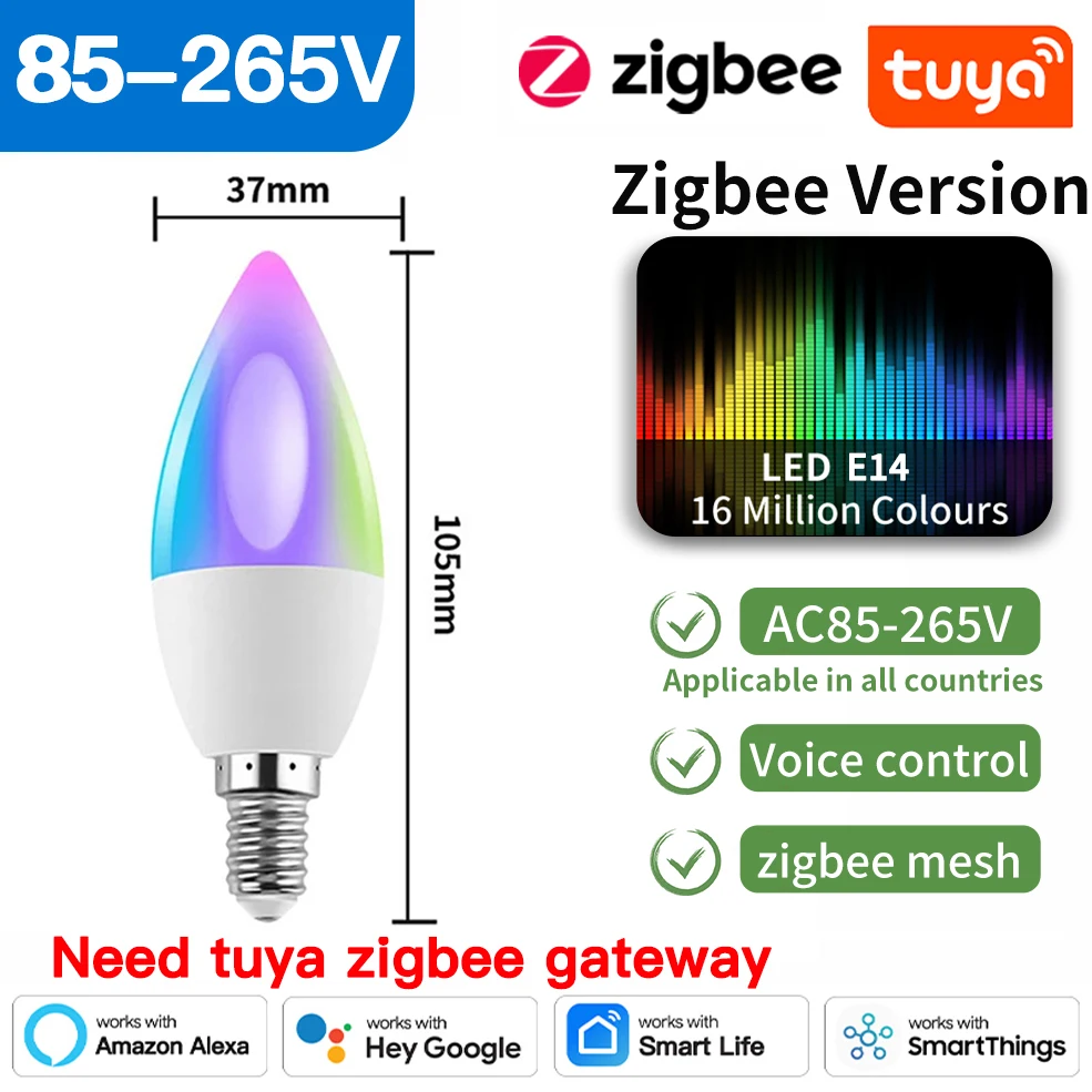 TNCE Tuya E14 RGB Светодиодная лампа-свеча
TNCE Tuya E14 RGB Светодиодная лампа-свеча
