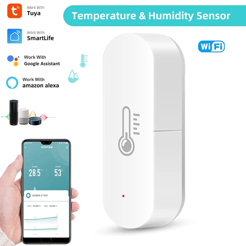 Tuya WiFi Temperature Humidity Sensor Smart Life APP Monitor Smart Home Work With Alexa Google Home No Hub Required
Tuya WiFi Temperature Humidity Sensor Smart Life APP Monitor Smart Home Work With Alexa Google Home No Hub Required