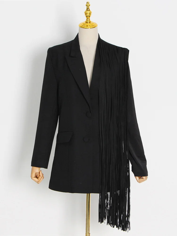 M GIRLS Black Blazer For Women Notched Collar Long Sleeve Patchwork Tassel Hem Solid Blazers Female Korean Fashion Clothing
M GIRLS Black Blazer For Women Notched Collar Long Sleeve Patchwork Tassel Hem Solid Blazers Female Korean Fashion Clothing