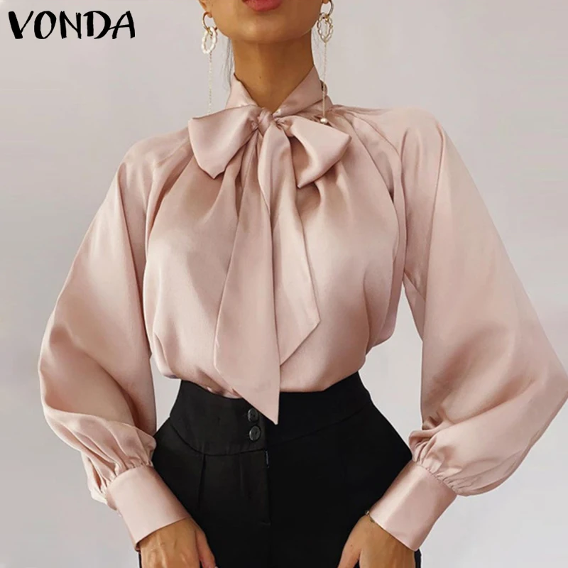 VONDA Elegant Shirts Women Long Lantern Sleeve Bohemian Party Blouses 2022 Spring Tops High Neck Bow Tie Office Satin Shirts
VONDA Elegant Shirts Women Long Lantern Sleeve Bohemian Party Blouses 2022 Spring Tops High Neck Bow Tie Office Satin Shirts