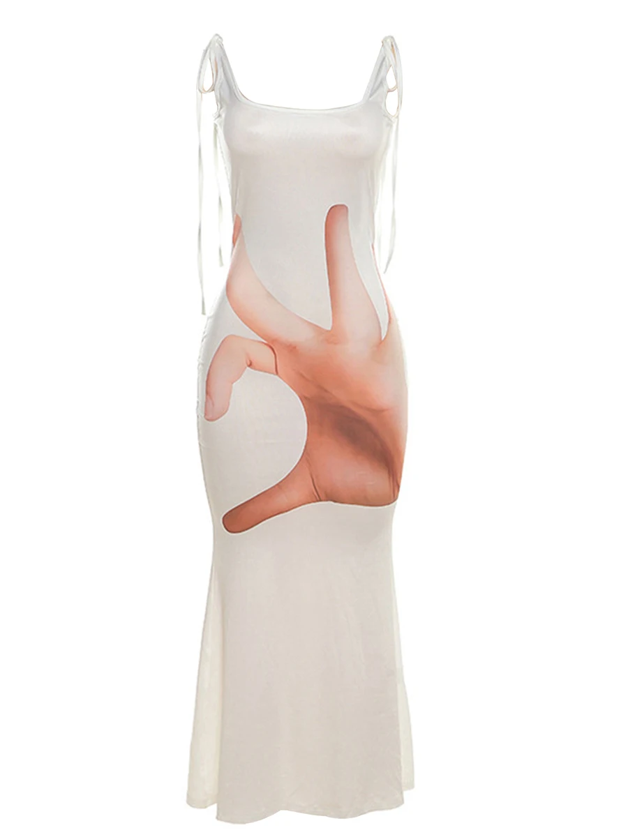 

Женское платье-комбинация без рукавов, Летнее Длинное Платье с жестким принтом для ежедневного ношения