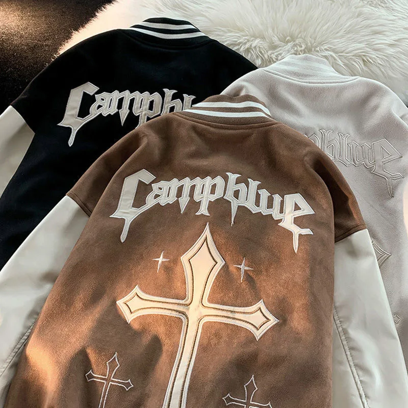 Модная осенне-зимняя куртка с перекрестной вышивкой, пальто для мужчин и женщин, одежда для пары столкновений, бейсбольная одежда в стиле пэчворк, Топ
Модная осенне-зимняя куртка с перекрестной вышивкой, пальто для мужчин и женщин, одежда для пары столкновений, бейсбольная одежда в стиле пэчворк, Топ