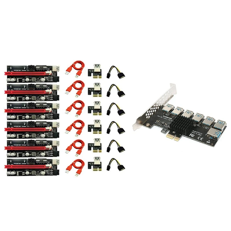 PCIE Hard Disk Expansion Card PCIE X1 To 7 Ports USB3.0 VER009S 1X To 16X Graphics Extension Cable Set For BTC Mining
PCIE Hard Disk Expansion Card PCIE X1 To 7 Ports USB3.0 VER009S 1X To 16X Graphics Extension Cable Set For BTC Mining