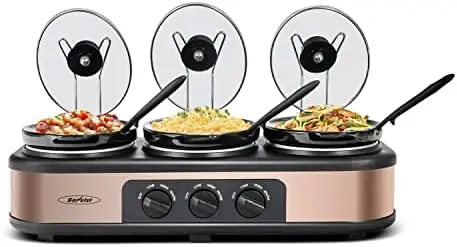 Slow Cooker, Triple Slow Cooker Buffet Server 3 Pot Food Warmer, 3-Section 1.5-Quart Oval Slow Cooker Buffet Food Warmer Adjusta
Slow Cooker, Triple Slow Cooker Buffet Server 3 Pot Food Warmer, 3-Section 1.5-Quart Oval Slow Cooker Buffet Food Warmer Adjusta