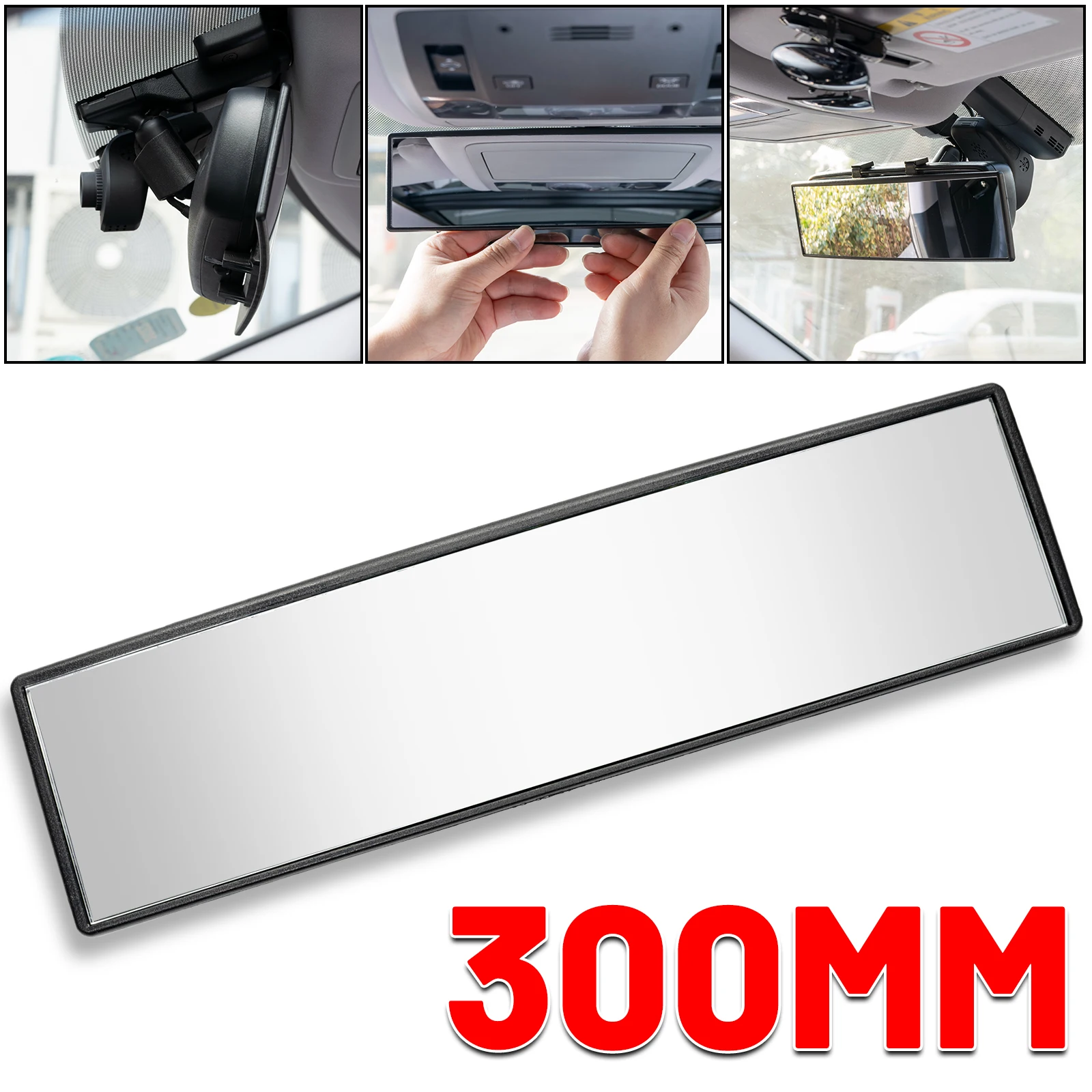 

Universal Car Rear Mirror Wide-angle Rearview Mirror Auto Wide Convex Curve Interior Clip On Rear View Mirror 300mm 270mm
