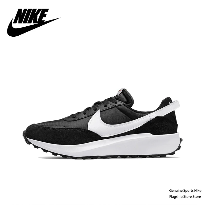 

Оригинальное новое поступление мужских беговых кроссовок Nike Waffle, износостойкие ударопрочные дышащие черно-белые кроссовки DF9522-001