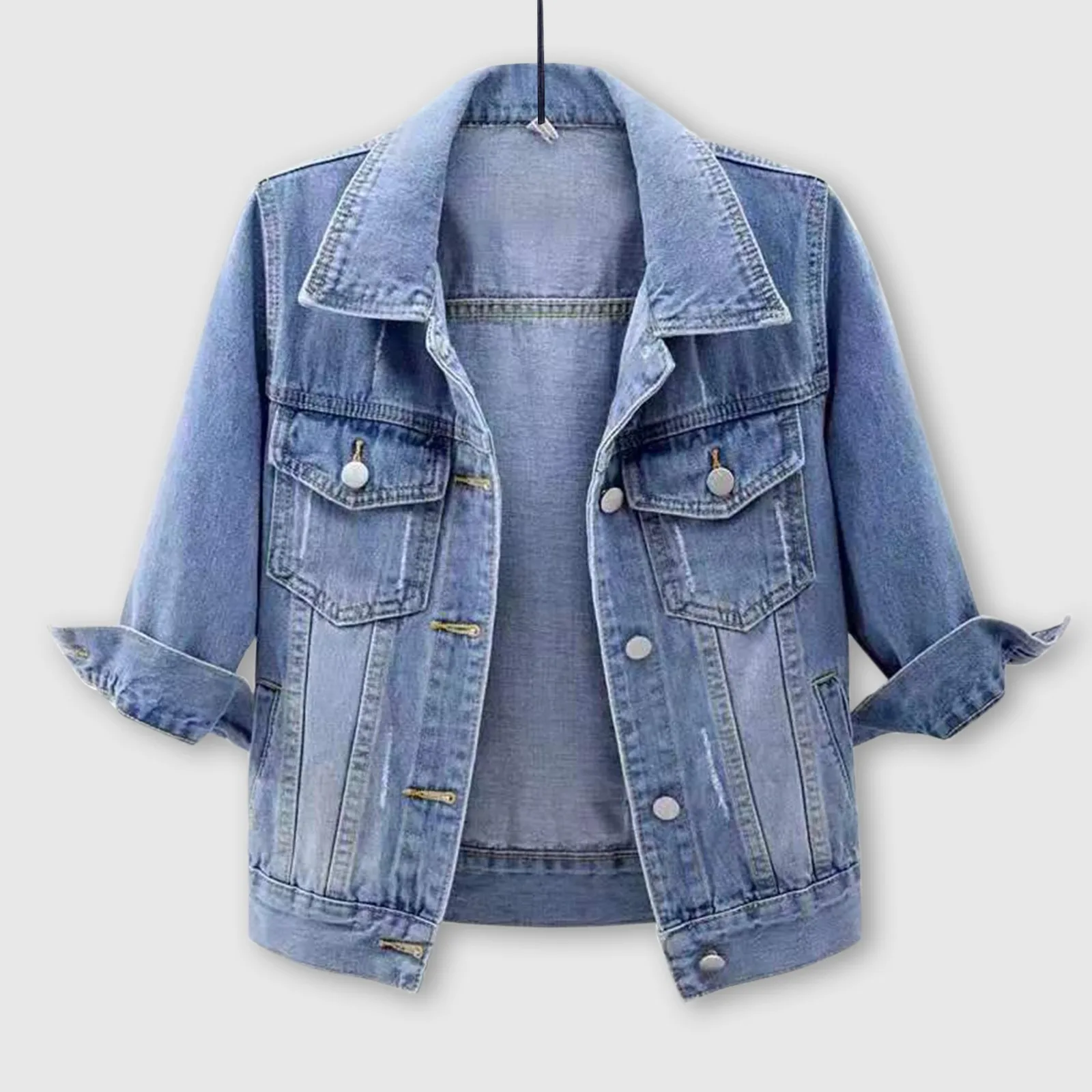 Women's 3/4 Sleeve Colored Cropped Denim Jacket Light Wash Jacket Coat Women Jacket Jean Jacket Hoodie And Jacket Women
Women's 3/4 Sleeve Colored Cropped Denim Jacket Light Wash Jacket Coat Women Jacket Jean Jacket Hoodie And Jacket Women