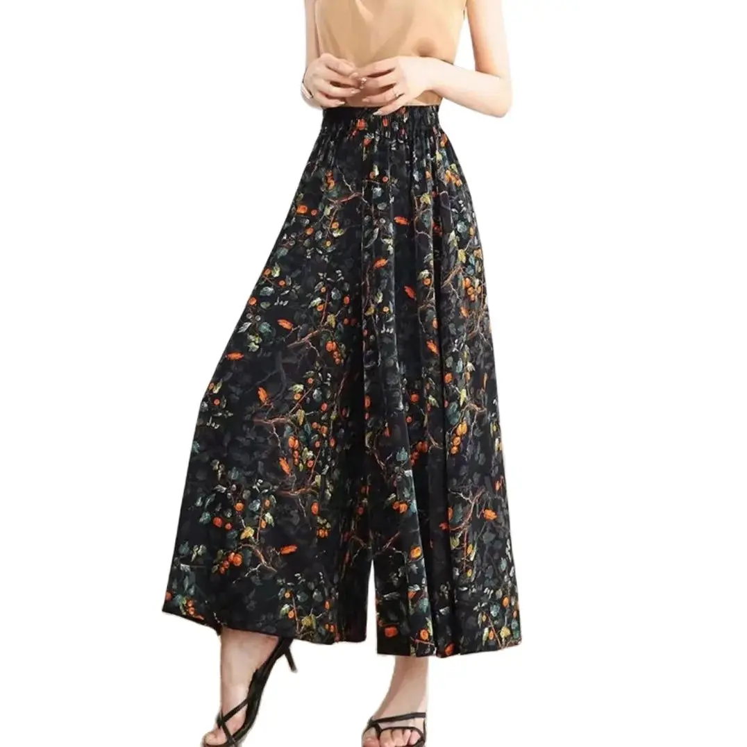 Middle aged mother Wide Leg Pants Women's Clothes Summer Floral Pants Slim High Waisted Skirt Pants Cropped Large Size Pants 544
Middle aged mother Wide Leg Pants Women's Clothes Summer Floral Pants Slim High Waisted Skirt Pants Cropped Large Size Pants 544