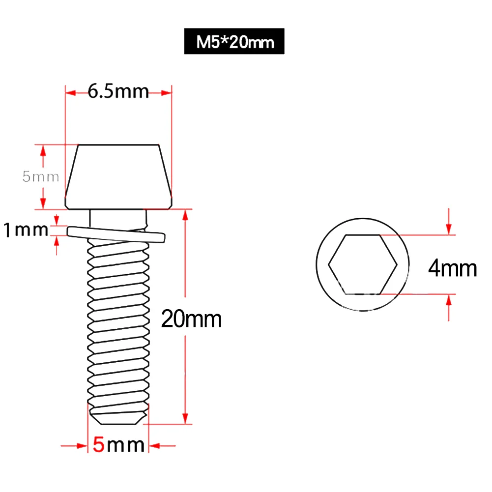 

4pcs M5/M6x20mm MTB Bike Stem Screws With Spacers Bicycle Steering Handlebar Stem Screws Bolts Steel Cycling Accessories