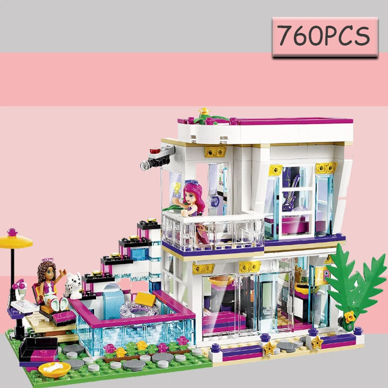 

NEW 760pcs Pop Star Livi's House Building Block Compatible 41135 Friends For Girls Figures Bricks Educational Toys For Children