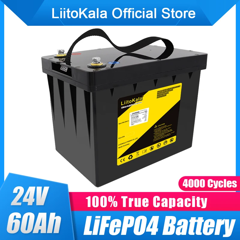 LiitoKala 24V 60Ah Lifepo4 battery with 50A BMS for 25.6V/29.2V 50Ah inverter solar panel scooter backup power boat light
LiitoKala 24V 60Ah Lifepo4 battery with 50A BMS for 25.6V/29.2V 50Ah inverter solar panel scooter backup power boat light