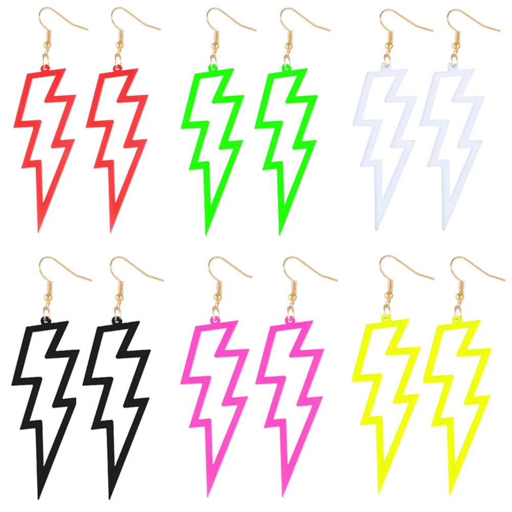 

4 Colors Acrylic Neon Drop Earrings For Women Brincos Hyperbole Lightning Long Earring Woman Jewelry Pendientes
