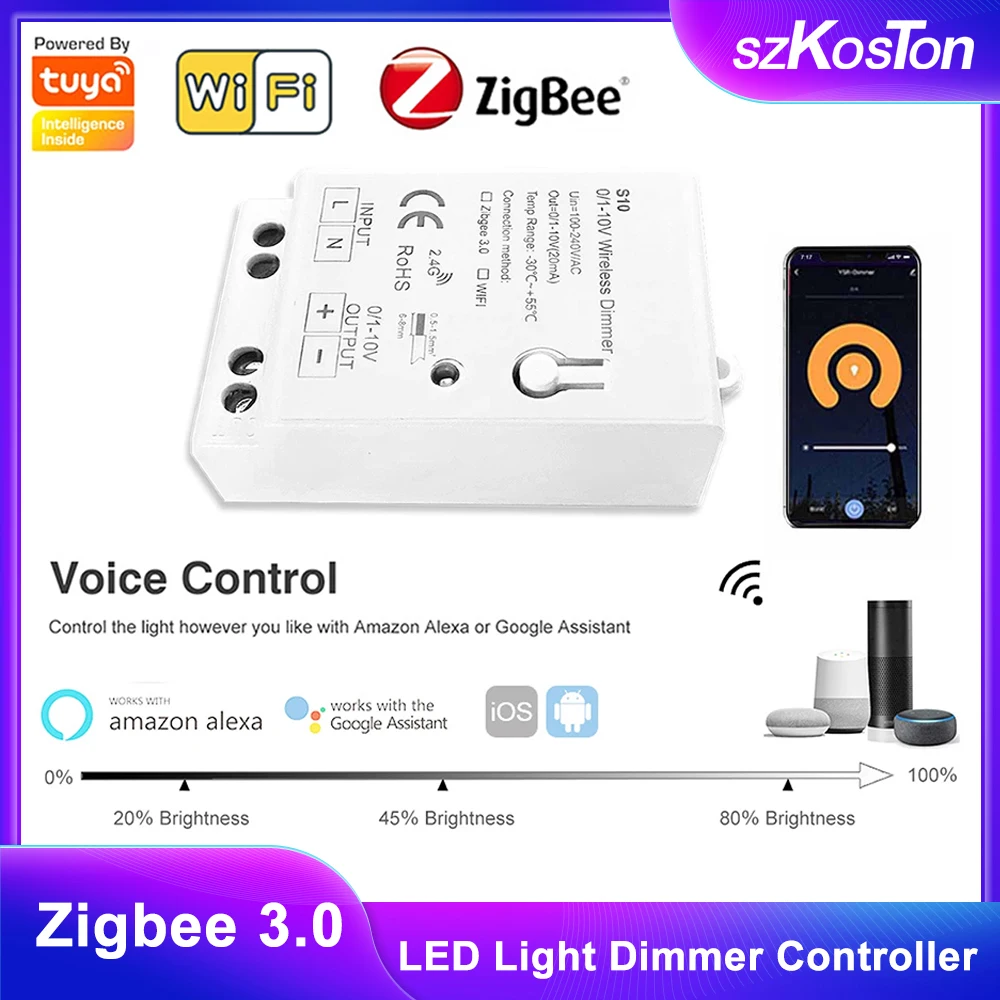 Tuya ZigBee 3.0 Wifi Dimmer Controller LED Lights AC 100-240V 0/1-10V RGB Lamp Control Smart Life APP for Alexa Google Home
Tuya ZigBee 3.0 Wifi Dimmer Controller LED Lights AC 100-240V 0/1-10V RGB Lamp Control Smart Life APP for Alexa Google Home