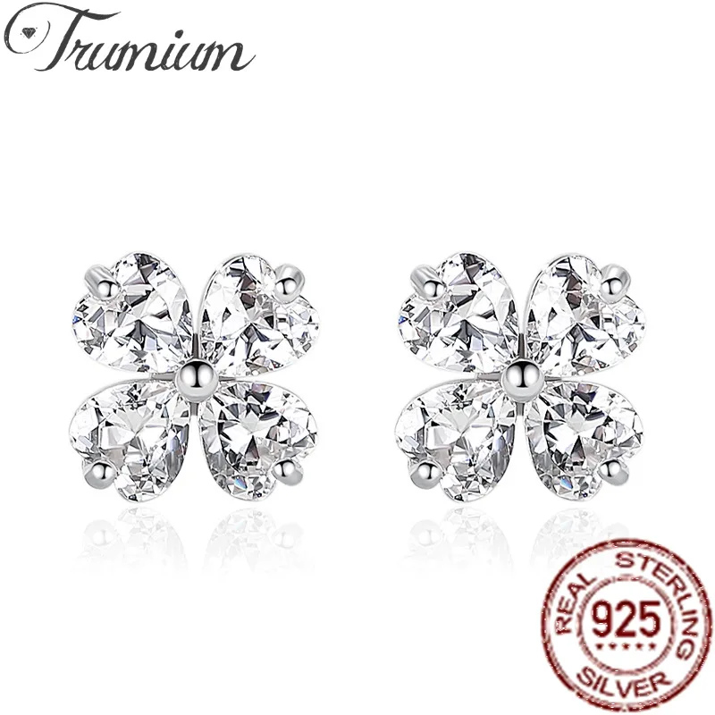 Trumium 925 Sterling Silver 1 Pair Women's Lucky Four-Leaf Clover Shape Ear Stud Earrings Sky White Zircon Fashion Jewelry Gifts
Trumium 925 Sterling Silver 1 Pair Women's Lucky Four-Leaf Clover Shape Ear Stud Earrings Sky White Zircon Fashion Jewelry Gifts