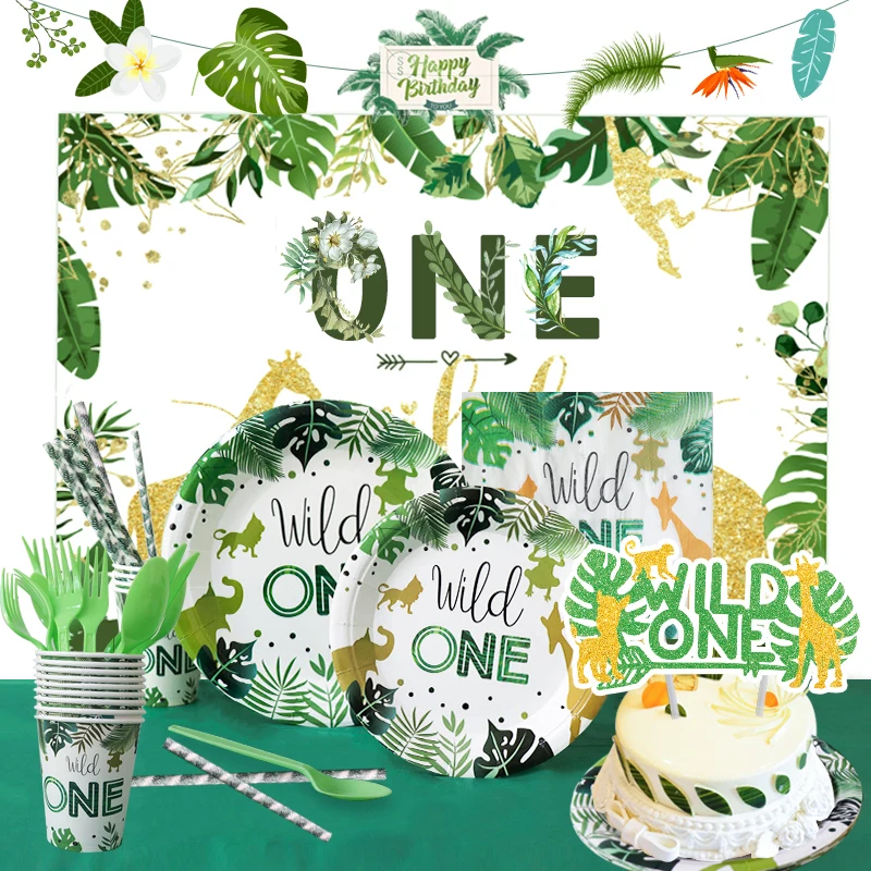 Wild One Disposable Party Tableware Safari Jungle Birthday Party Decoration Kids Disposable Paper Plate Cup Baby Shower Supplies
Wild One Disposable Party Tableware Safari Jungle Birthday Party Decoration Kids Disposable Paper Plate Cup Baby Shower Supplies
