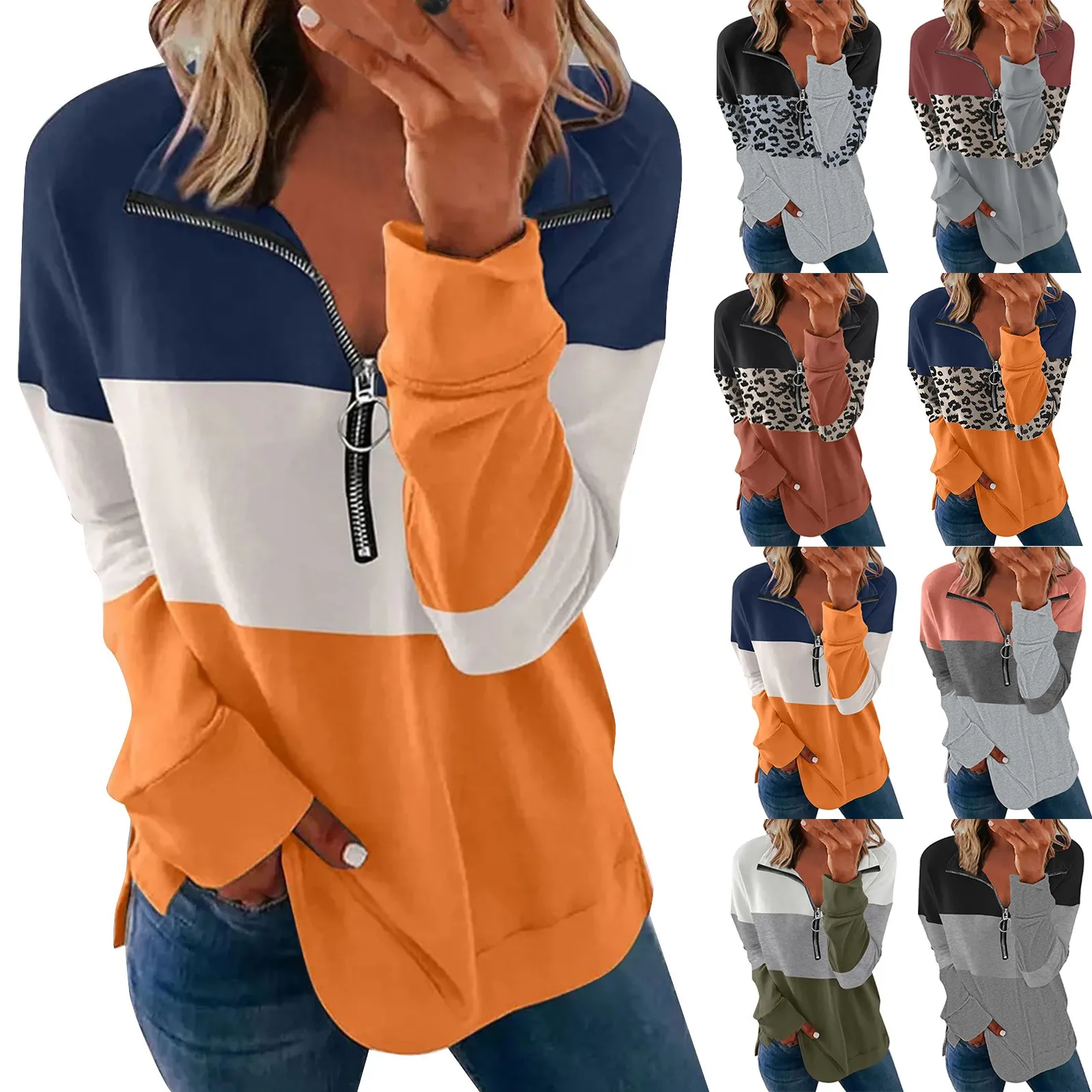 Womens Casual Crew Neck Zipper Sweatshirt Loose Soft Long Sleeve Pullover Tops Sweatsuit Dresses Sweatsuit Jackets Women
Womens Casual Crew Neck Zipper Sweatshirt Loose Soft Long Sleeve Pullover Tops Sweatsuit Dresses Sweatsuit Jackets Women