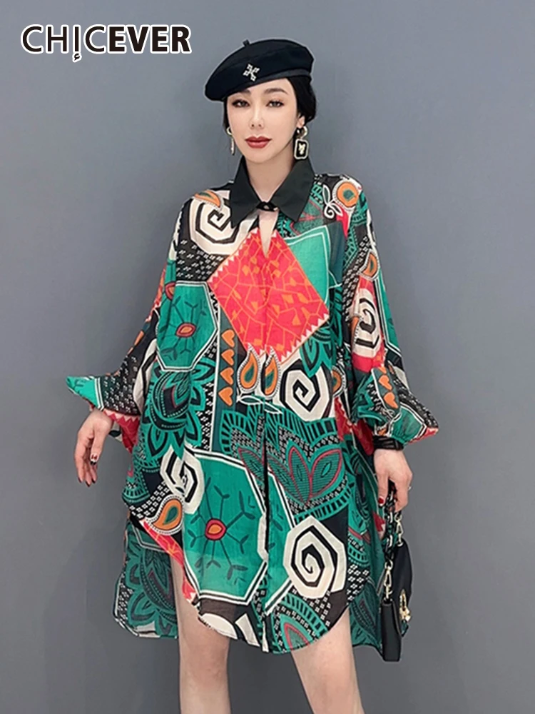 CHICEVER Print Oversize Shirts For Women Lapel Long Sleeve Hollow Out Hit Color Irregular Hem Vintage Blouse Female Spring New
CHICEVER Print Oversize Shirts For Women Lapel Long Sleeve Hollow Out Hit Color Irregular Hem Vintage Blouse Female Spring New