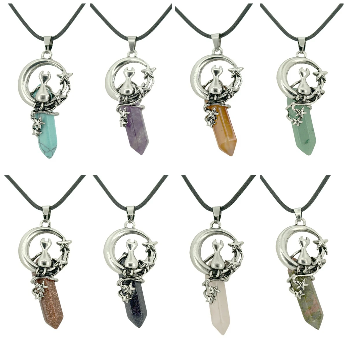 Silver Alloy Cat Hexagonal Pointed Gemstone Pendant Necklace Jewelry for Women Men 45CM Black Cord
Silver Alloy Cat Hexagonal Pointed Gemstone Pendant Necklace Jewelry for Women Men 45CM Black Cord