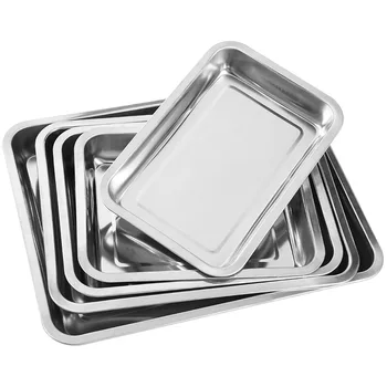 Stainless Steel Sterilization Tray Square Tray Surgical Tray Surgical Medical Dental Storage Tray Lab Instrument Tray 2 Sizes