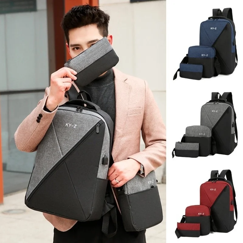 Мужской рюкзак из трех предметов, деловой комплект, Подростковая сумка для ноутбука, школьный портфель
Мужской рюкзак из трех предметов, деловой комплект, Подростковая сумка для ноутбука, школьный портфель