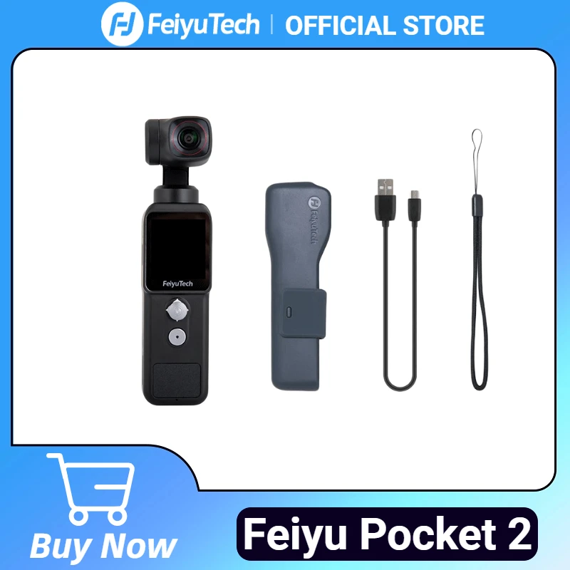 

FeiyuTech Feiyu Pocket 2 Handheld 3-Axis Gimbal Stabilized 4K Video Action Camera with Mic 130° View 12MP Photo 4X Zoom