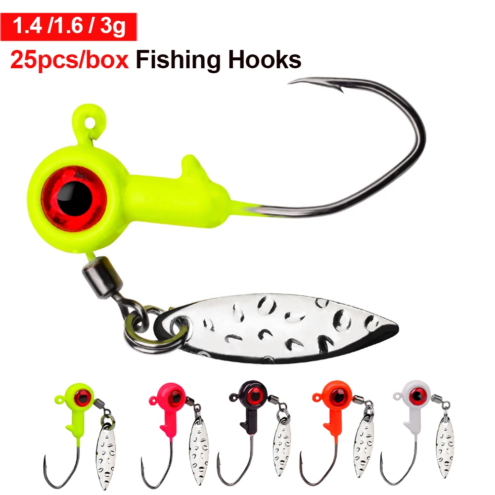 25Pcs 1.4g/1.6g/3g Crank Jig Head Hook High Carbon Stainless Jig Bait Fishing Hook For Soft Baits Bass Trout Fishing Lures
25Pcs 1.4g/1.6g/3g Crank Jig Head Hook High Carbon Stainless Jig Bait Fishing Hook For Soft Baits Bass Trout Fishing Lures