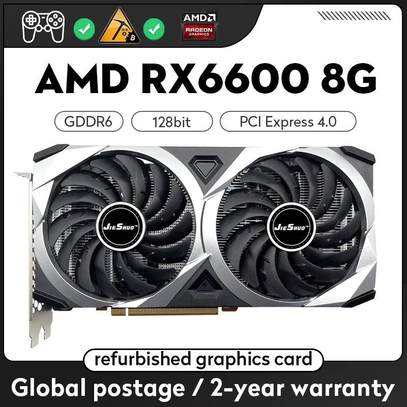 JIESHUO графическая карта AMD Radeon RX6600 8 Гб GPU GDDR6 128 бит 8pin HDMI * 1 DP * 3 компьютерная видеокарта поддержка ПК RX6600 карта
JIESHUO графическая карта AMD Radeon RX6600 8 Гб GPU GDDR6 128 бит 8pin HDMI * 1 DP * 3 компьютерная видеокарта поддержка ПК RX6600 карта
