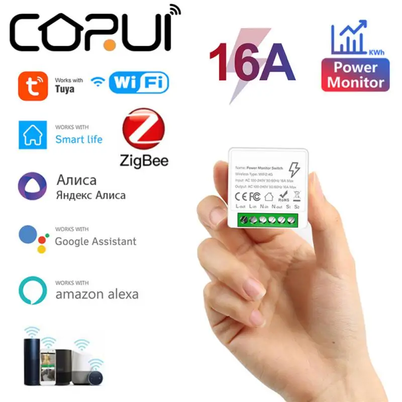 Модуль смарт-выключателя CoRui Tuya с Wi-Fi, 16 А, поддержка 2-полосного таймера, беспроводной умный дом, совместимый с Alexa Google Home Яндекс
Модуль смарт-выключателя CoRui Tuya с Wi-Fi, 16 А, поддержка 2-полосного таймера, беспроводной умный дом, совместимый с Alexa Google Home Яндекс