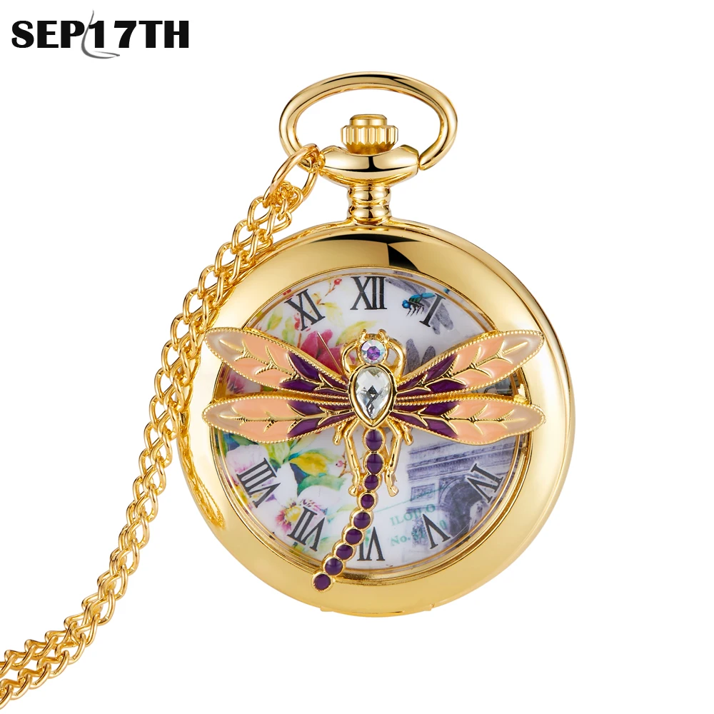Charm Gold/Bronze Dragonfly/Butterfly Half Cover Quartz Pocket Watch Men Women Elegant Fob Chain Necklace Pendant Pocket Watch
Charm Gold/Bronze Dragonfly/Butterfly Half Cover Quartz Pocket Watch Men Women Elegant Fob Chain Necklace Pendant Pocket Watch