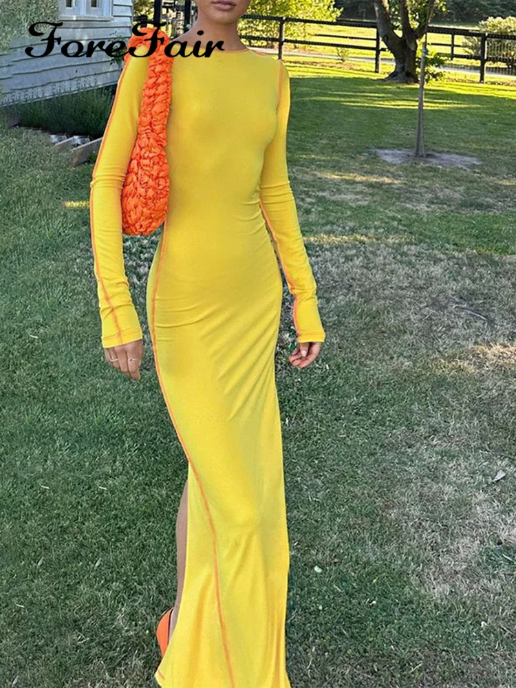 Forefair Y2K Autumn Casual O-neck Backless Lace-up Bodycone Women Long Sleeve Solid Back Slit Midi Holiday Party Dresses Outfit
Forefair Y2K Autumn Casual O-neck Backless Lace-up Bodycone Women Long Sleeve Solid Back Slit Midi Holiday Party Dresses Outfit