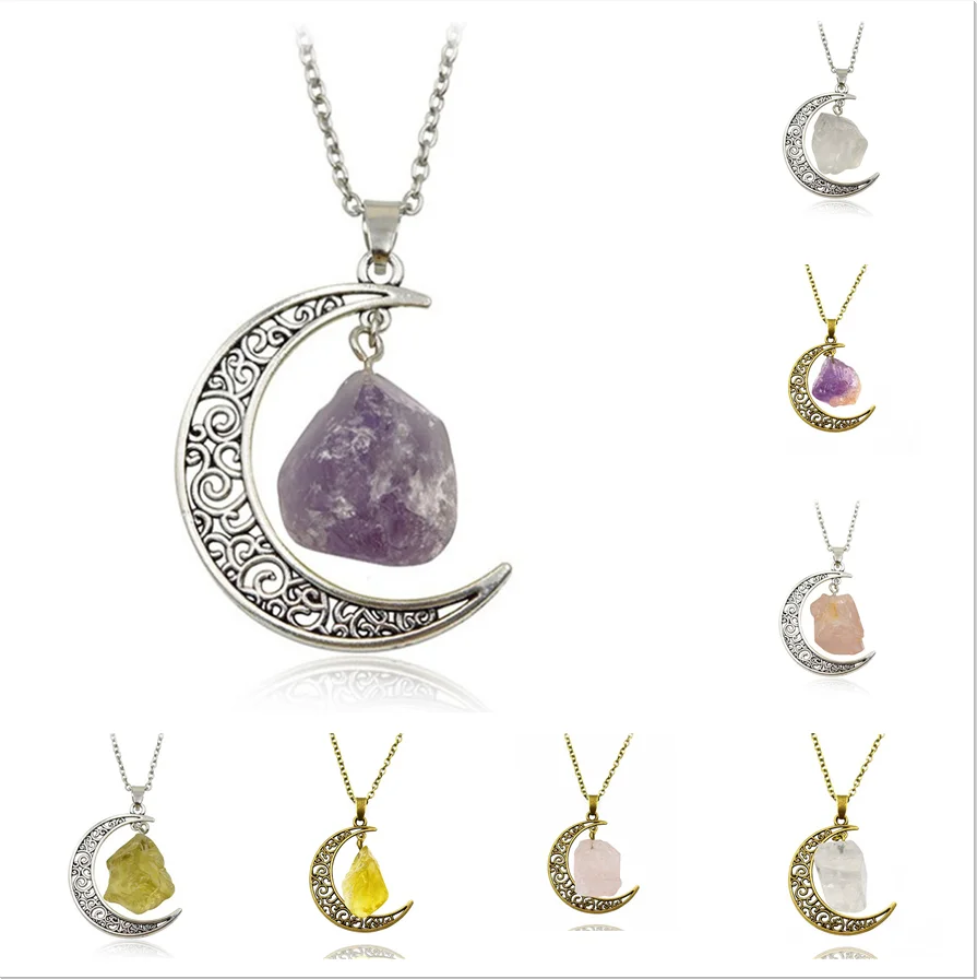 European and American temperament Jewelry Natural Stone Crystal Necklace Retro Moon Alloy Sweater Chain Ladies Clavicle Chain
European and American temperament Jewelry Natural Stone Crystal Necklace Retro Moon Alloy Sweater Chain Ladies Clavicle Chain