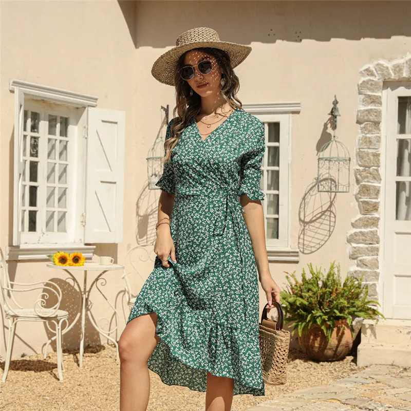 Summer Women Sexy Chiffon Dress Bohemian Floral Print V-neck Long Dress Elegant Ruffled Beach Party Casual Ladies Dress Vestidos
Summer Women Sexy Chiffon Dress Bohemian Floral Print V-neck Long Dress Elegant Ruffled Beach Party Casual Ladies Dress Vestidos