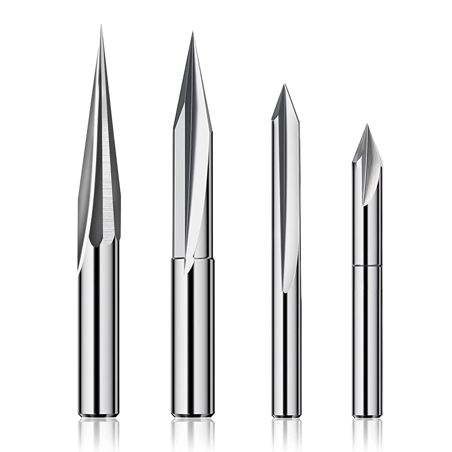 CNC Router Bits Set 1/4 Shank, Engraving Wood Carving Router Bit 6mm & 4mm, V-Groove, Profile Bit, Tungsten Steel - 4PCS
CNC Router Bits Set 1/4 Shank, Engraving Wood Carving Router Bit 6mm & 4mm, V-Groove, Profile Bit, Tungsten Steel - 4PCS